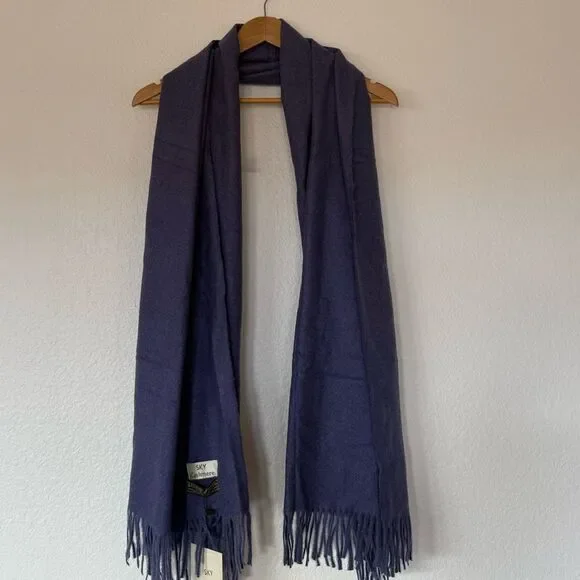 Blue wool scarf - Picture 2 of 4